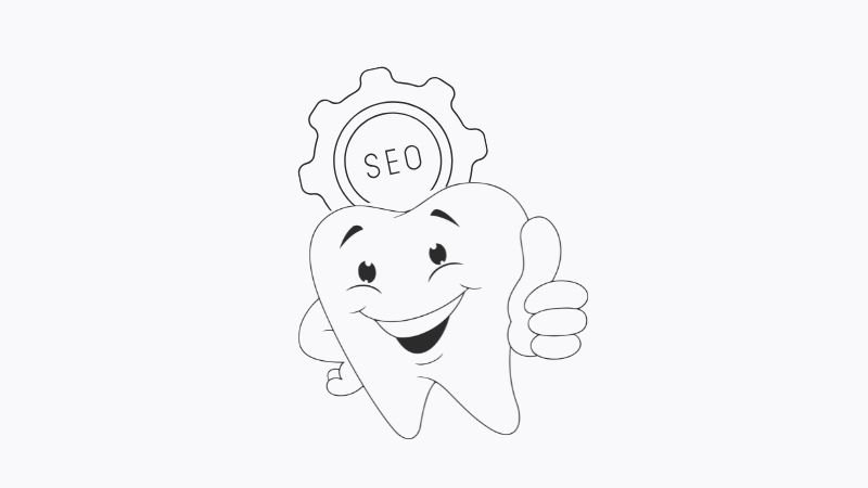Consultoría de Marketing Dental: Sonríe al Éxito con Estrategias Digitales Diente sonriente con engranaje de SEO, representando la consultoría de marketing dental y la optimización digital para el éxito de clínicas dentales.