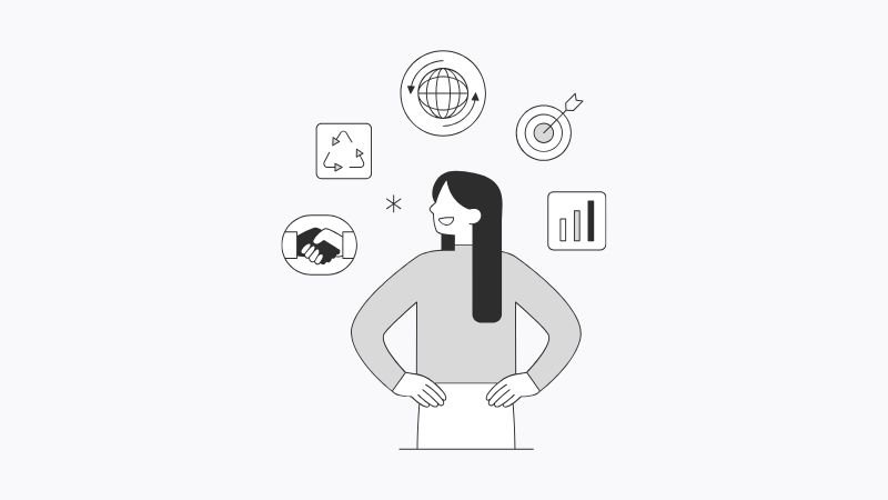 Ilustración que representa la experiencia de JG Consultor en múltiples sectores industriales, B2B y B2C, destacando resultados en tecnología, salud y e-commerce.