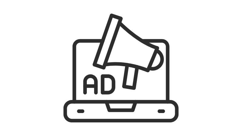 Icono de laptop con megáfono representando la optimización avanzada de Google Ads y estrategias de crecimiento empresarial de JG Consultor de Marketing.