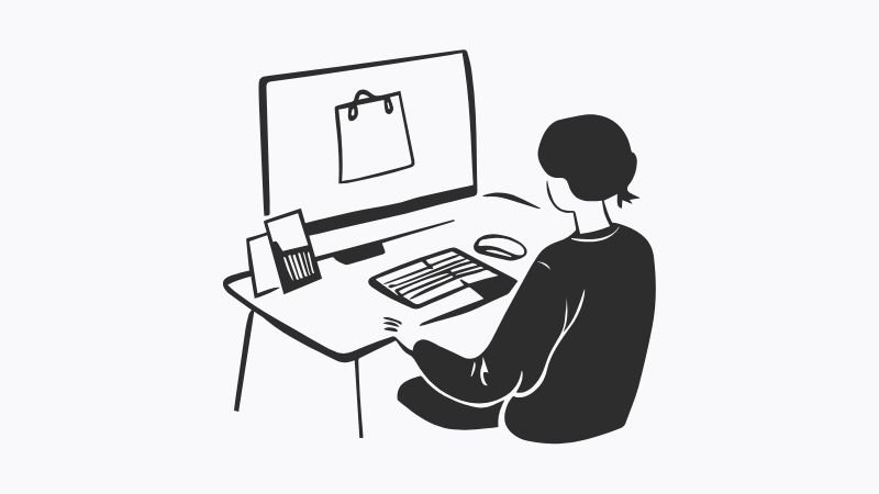 Ilustración de una consultoría SEO para ecommerce que muestra el análisis de una tienda online para aumentar ventas y posicionamiento.