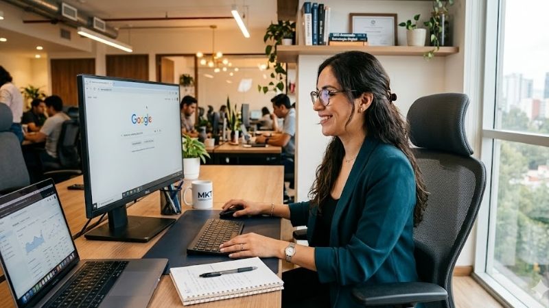 Especialista de JG|SCALE en CDMX trabajando en la alineación de ventas y marketing (Smarketing) mediante el análisis de datos en Google y CRM para transformar leads MQL en ventas SQL efectivas.